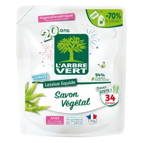 Larbre vert folyékony mosószer utántöltő növényi szappannal 1530 ml