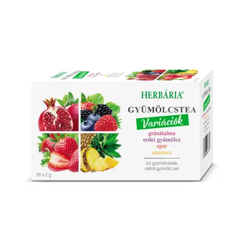 Herbária gyümölcstea mix 1 gránátalma erdei gyümölcs eper ananász variáció 20x2 g 40 g