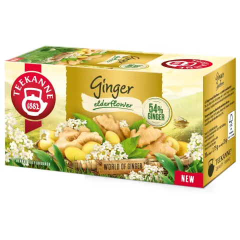 Teekanne world of ginger bodzavirág ízű gyömbértea 20x175g 35 g