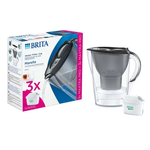 BRITA Marella cană filtrantă de apă 2.4L grafit +3 buc. filtru Maxtra Pro