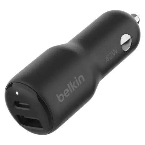 BELKIN BoostCharge Autós töltő 1xUSB 1xUSB-C 42W fekete