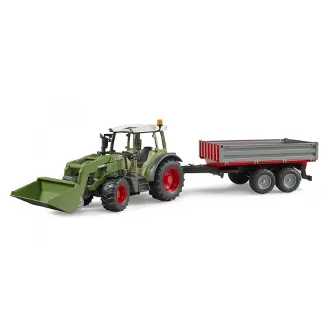 BRUDER Fendt Vario 211 homlokrakodós traktor platós pótkocsival