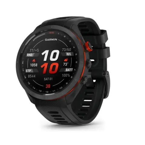 GARMIN Approach S70 47mm fekete kerámia fekete szilikon szíjjal (ED)