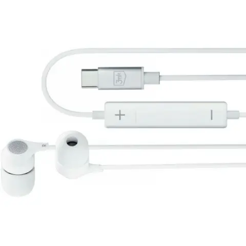 3MK Žični slušalice USB-C bijela