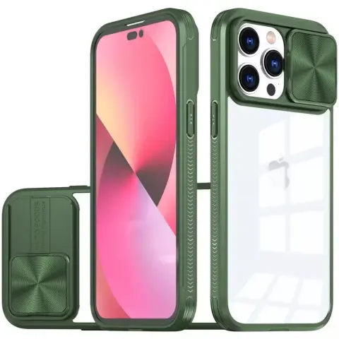 WOOZE Trendy plastic back cover + silicone frame transparent acrylic back cover camera protection Apple iPhone 15 Pro Max green