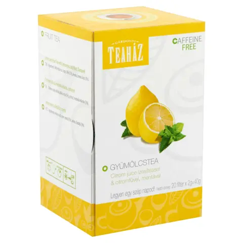 Teaház gyümölcstea citrom juice ízesítéssel citromfűvel mentával 20x2g 40 g