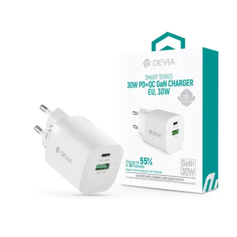 DEVIA Smart Series GaN PD + QC Quick Charger 30W fehér