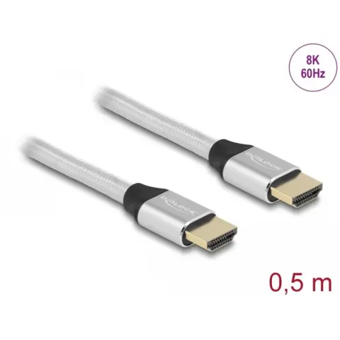 DELOCK HDMI 2.1 Összekötő Ezüst 50cm 85365