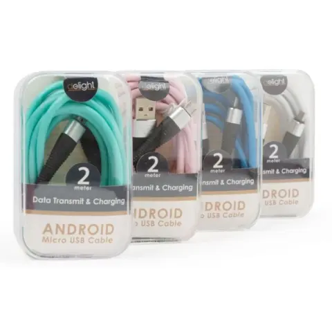 DELIGHT Android adatkábel 2m (vegyes szín)