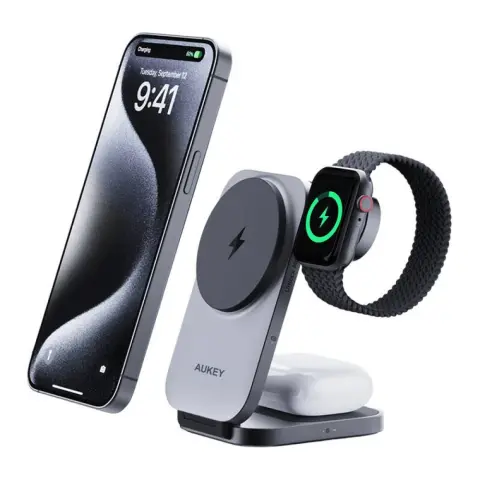 AUKEY LC-MC312 MagFusion Z Qi2 15W vezetéknélküli töltő állomás