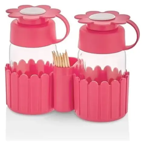 HEREVIN HN-1117 Daisy Salt&Pepper set de recipiente din sticlă pentru condimente 2x67ml