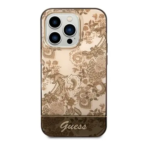GUESS Porcelain Collection Apple iPhone 14 Pro hátlap tok arany