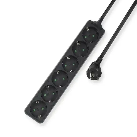 ACT CONNECTIVITY AC2460 Splitter 6 priză 3m negru cu comutator