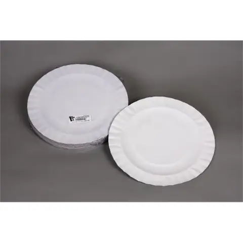 1020016314 Round paper plates 23cm 50 pcs White