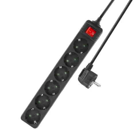 ACT CONNECTIVITY AC2465 Splitter 6 priză 3m negru cu comutator