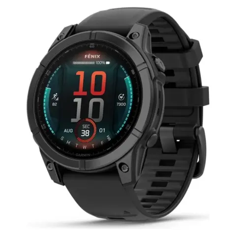 GARMIN Fenix E 47mm sötétszürke acél fekete szilikon szíjjal