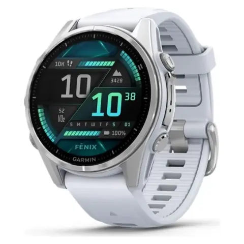 GARMIN Fenix 8 43mm Amoled ezüst fehér szilikon szíjjal