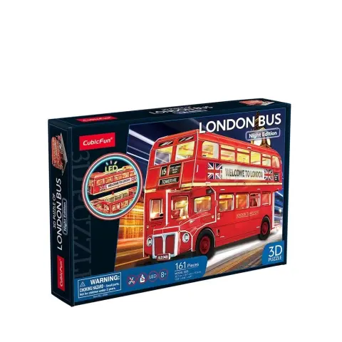 CUBICFUN 3D puzzle játék 161 darabos Emeletes busz LED világítással