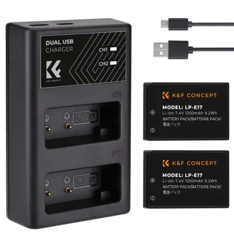 K-F CONCEPT LC-E17 töltő + 2db LP-E17 akkumulátor 1250mAh