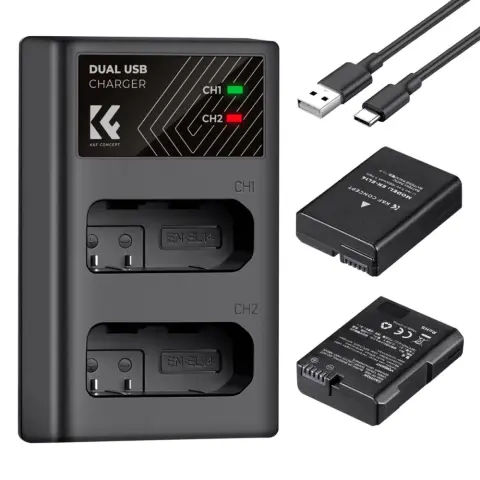 K-F CONCEPT MH-24 töltő + 2db EN-EL14 akkumulátor 1050mAh