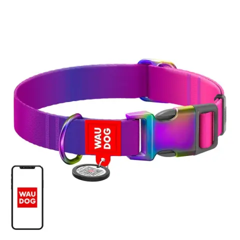 WAUDOG 46539 Gradient Nylon dog collar with QR code L lila