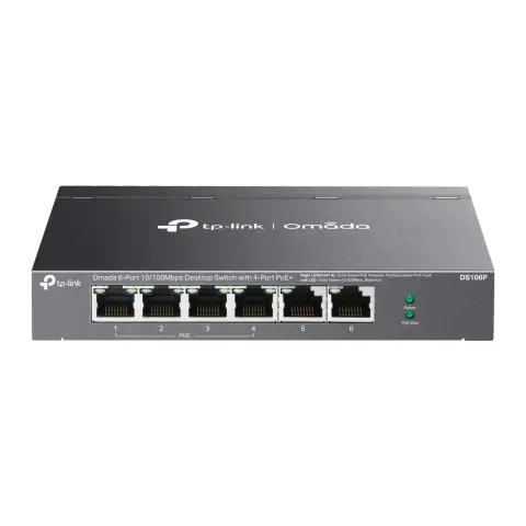 TP-LINK DS106P Omada 6-Port 10/100Mbps Unmanaged Desktop Switch