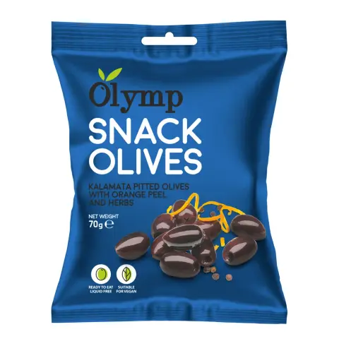 Olymp snack fűszerezett kalamata magozott olajbogyó narancshéjjal 70 g
