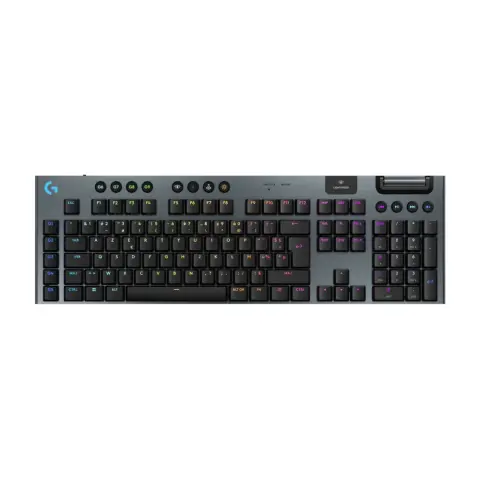 LOGITECH G915 X Lightspeed Lapos kialakítású vezeték nélküli játékhoz tervezett billentyűzet Clicky Nemzetközi amerikai fekete