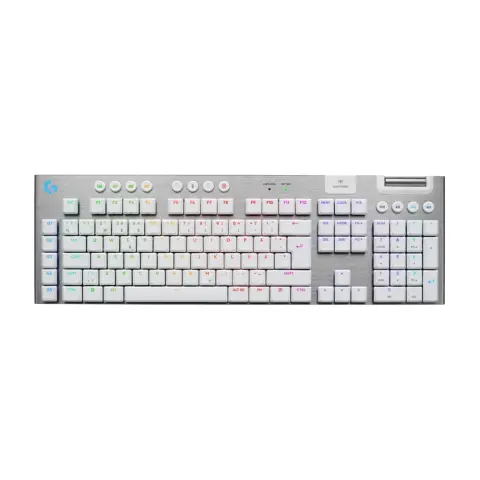 LOGITECH G915 X Lightspeed Lapos kialakítású vezeték nélküli játékhoz tervezett billentyűzet Tactile Amerikai nemzetközi fehér