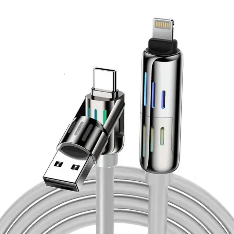 BLITZWOLF USB 2.0 + USB 2.0 Type C Lightning + Micro USB + USB Type C transformator Siva 1.2m 5906168439261
