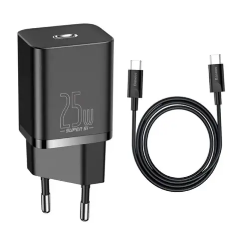 BASEUS 25W Mains charger + USB Type C cable black