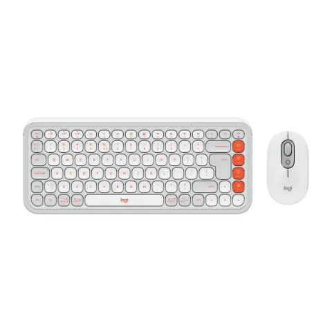 LOGITECH POP Icon Combo Francia piszkosfehér-narancssárga