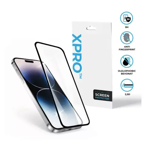 XPRO 2.5D Full Tempered Glass kijelzővédő iPhone 16 Pro/17/17 Pro fekete