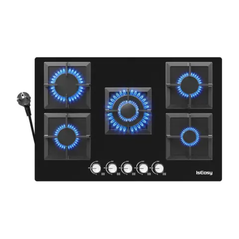 ISEASY MGBG-775S2 five-zone (square) glass gas hob