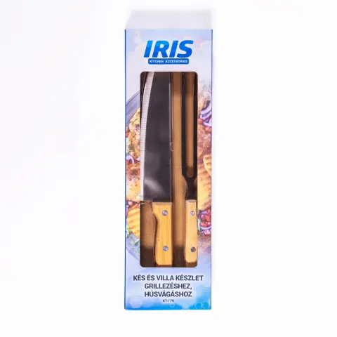 IRIS KT-179 knife and fork set for grilling and meat cutting