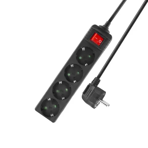 ACT CONNECTIVITY AC2440 Elosztó 4 aljzat 2m fekete kapcsolós
