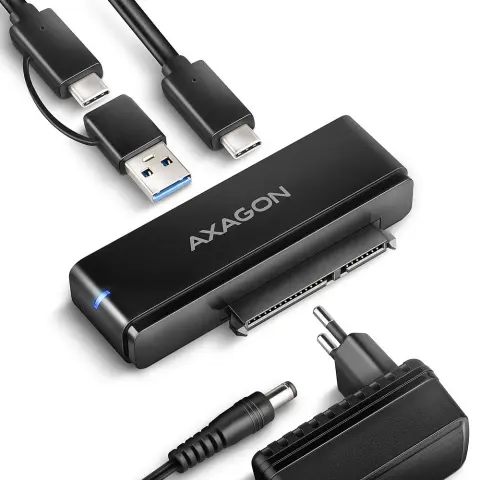 AXAGON ADSA-FPX 2.5-3.5" SATA HDD/SSD adapter USB-A-C 3.1 fekete
