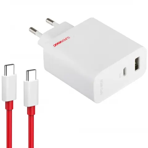 ONEPLUS Supervooc Wall Charger 80W + USB Type C kábel fehér