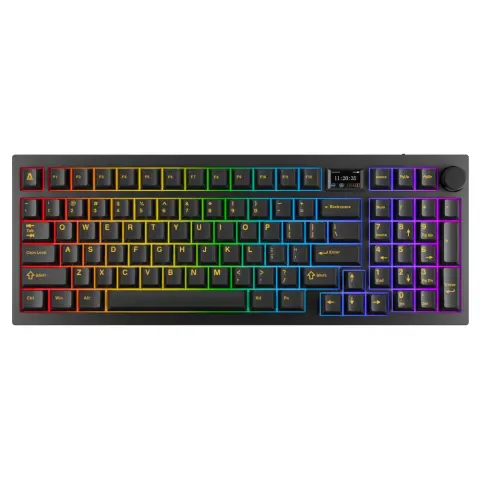 AVAX GM03 PRO 98% Gasket RGB tri-mode mechanikus billentyűzet Gateron Brown Magyar fekete