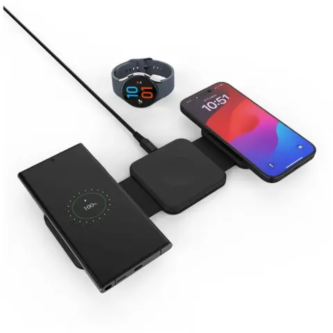 FIXED 3in1 Vezeték nélküli töltőállvány Samsung fekete