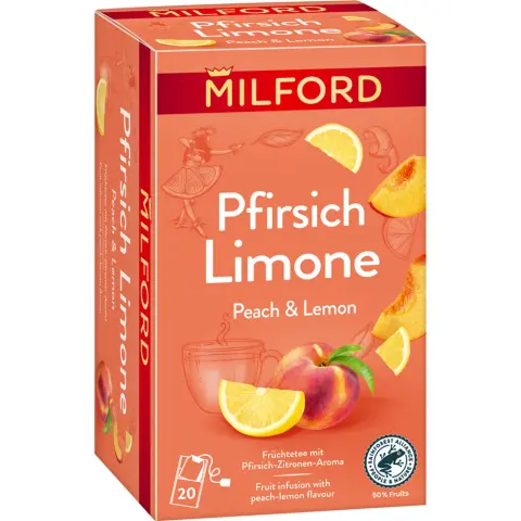 Milford őszibarack-citrom ízű gyümölcstea 20x225g 45 g