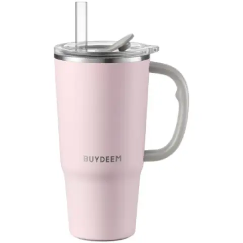 BUYDEEM DS57 Thermo cană cu pai 700ml roz