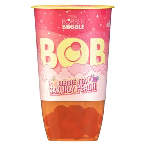 Bob bubble tea zöld teából készült üdítőital barack- és licsilével szőlőlevet tartalmazó italgyöngyökkel 360 ml