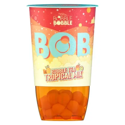 Bob bubble tea fekete teából készült üdítőital trópusi gyümölcslével mangólevet tartalmazó italgyöngyökkel 360 ml