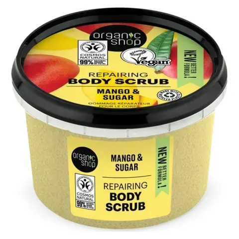 Organic Shop helyreállító testradír mangóval és cukorral 250 ml