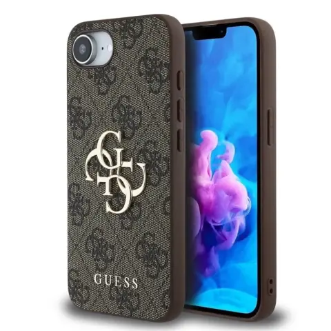 GUESS PU 4G Metal Logo tok iPhone 16e barna