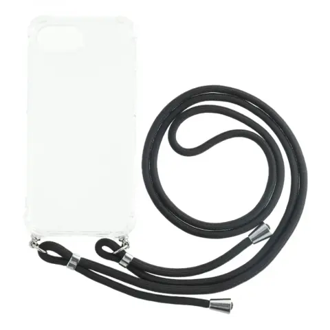 CELLECT TPU+PC ovitek s črno vrvico za iPhone 16e prozoren