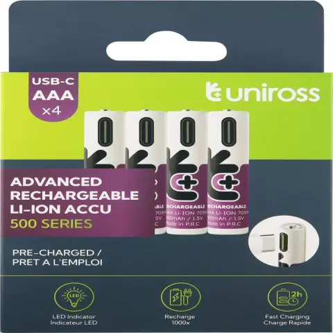 UNIROSS Rechargeable mikro ceruza akkumulátor (AAA) 500mAh 4db
