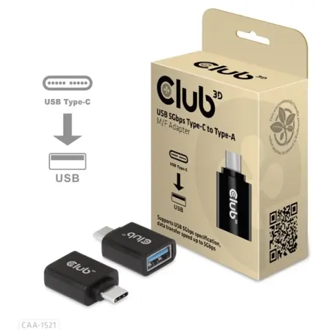 CLUB3D USB 3.1 Type C USB 3.0 Átalakító Fekete 5cm CAA-1521
