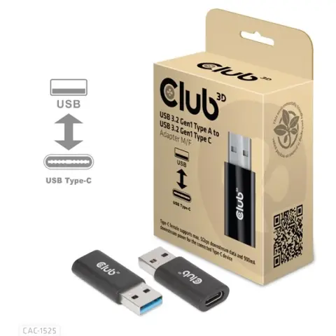 CLUB3D USB 3.0 USB 3.0 Type C Átalakító Fekete 3cm CAC-1525